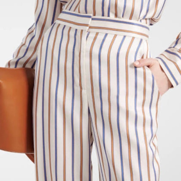 VERONICA BEARD Grigore cream, blue brown stripe Pant Size 4 NWT - Picture 11 of 16
